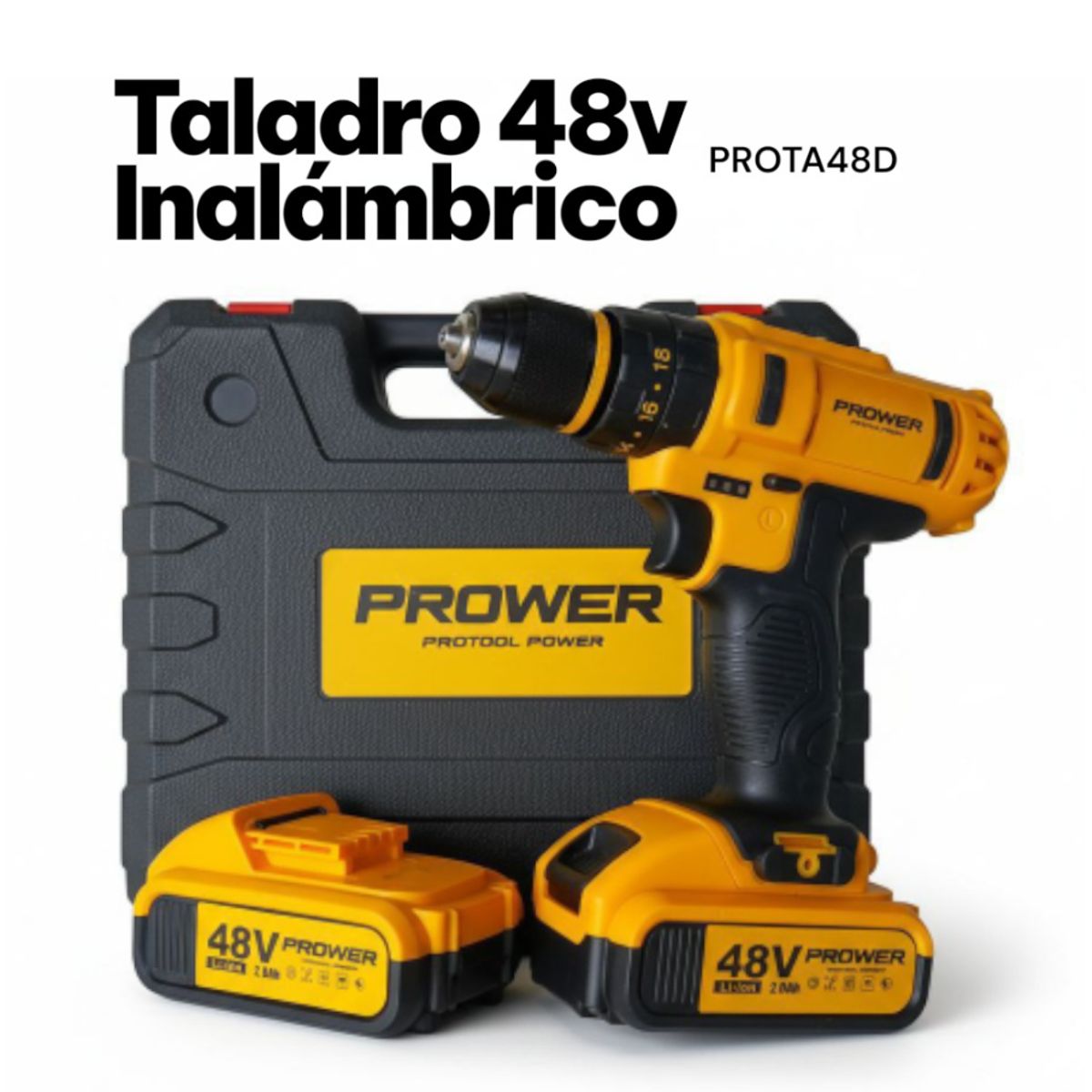GENERICO - Taladro Inalámbrico Protool Prower 48v  Percutor Mas Caja Accesorios 2 Baterias Am