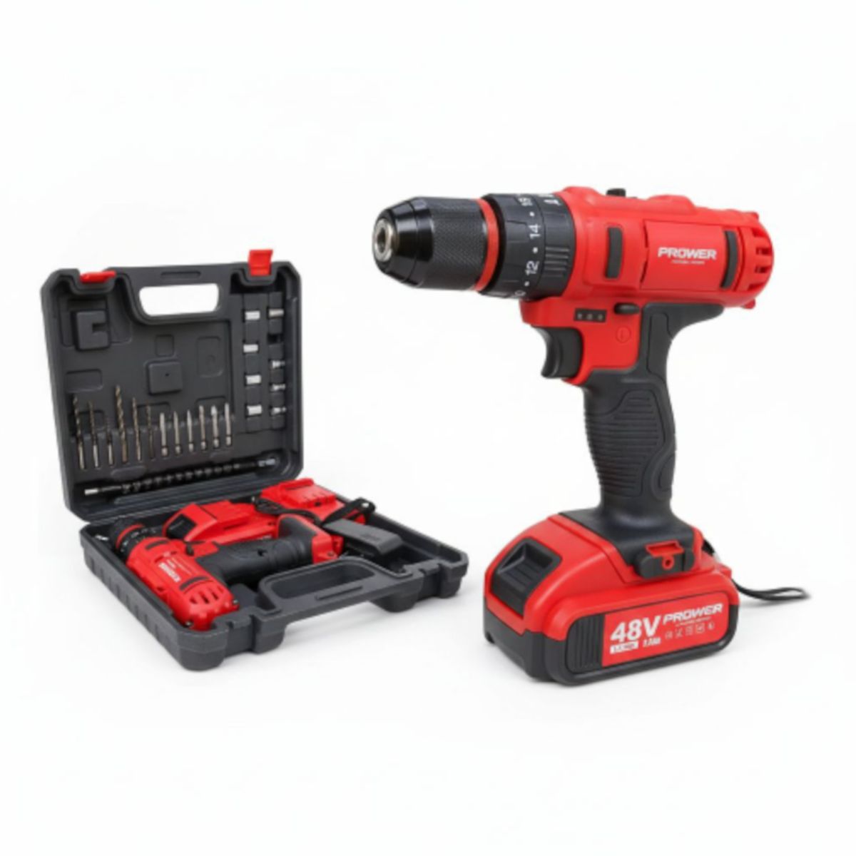 GENERICO - Taladro Inalámbrico Protool Prower 48v  Percutor Mas Caja Accesorios 2 Baterias Rj