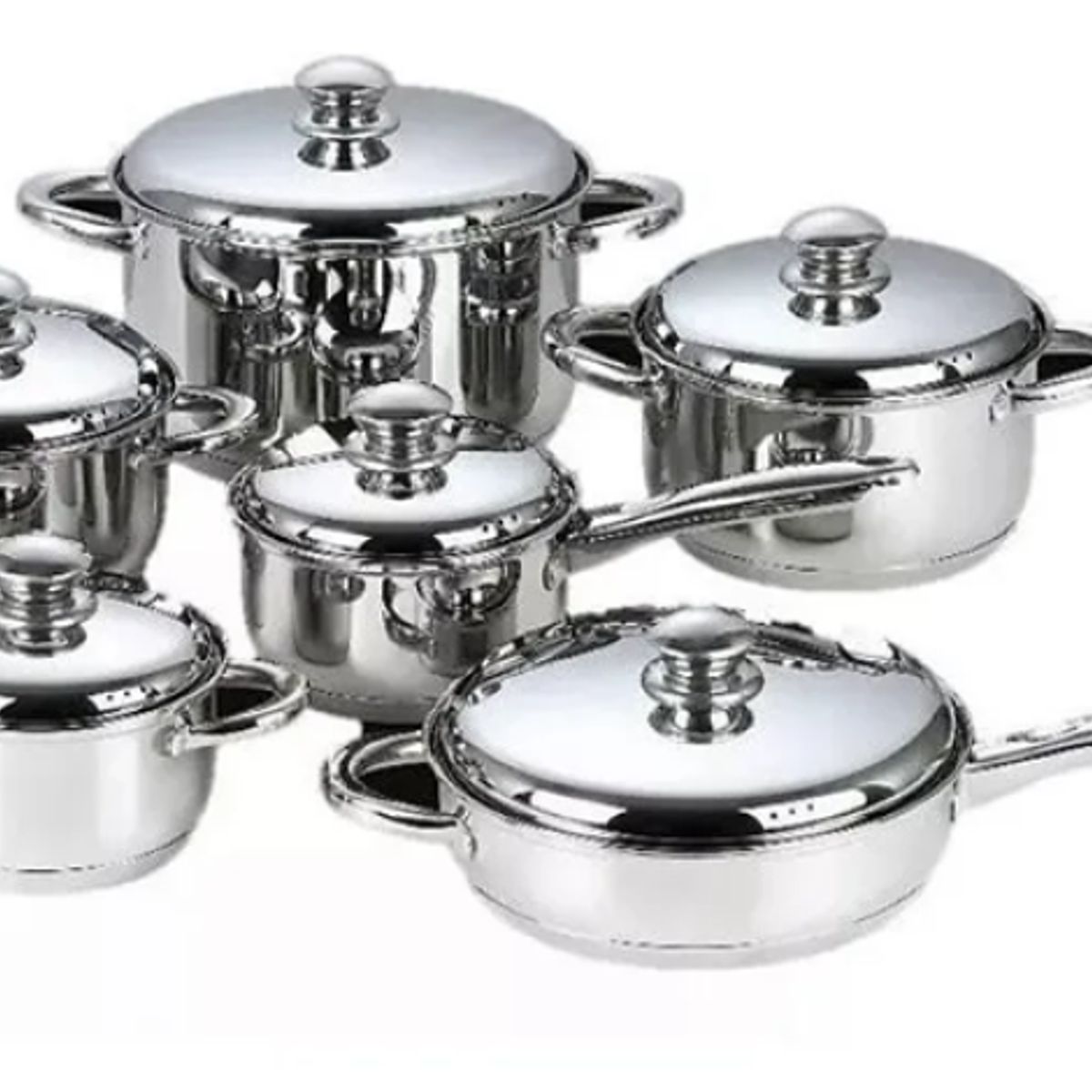 NIA - Juego Ollas Batería Cocina Original Nia 12 Piezas Acero Inoxidable