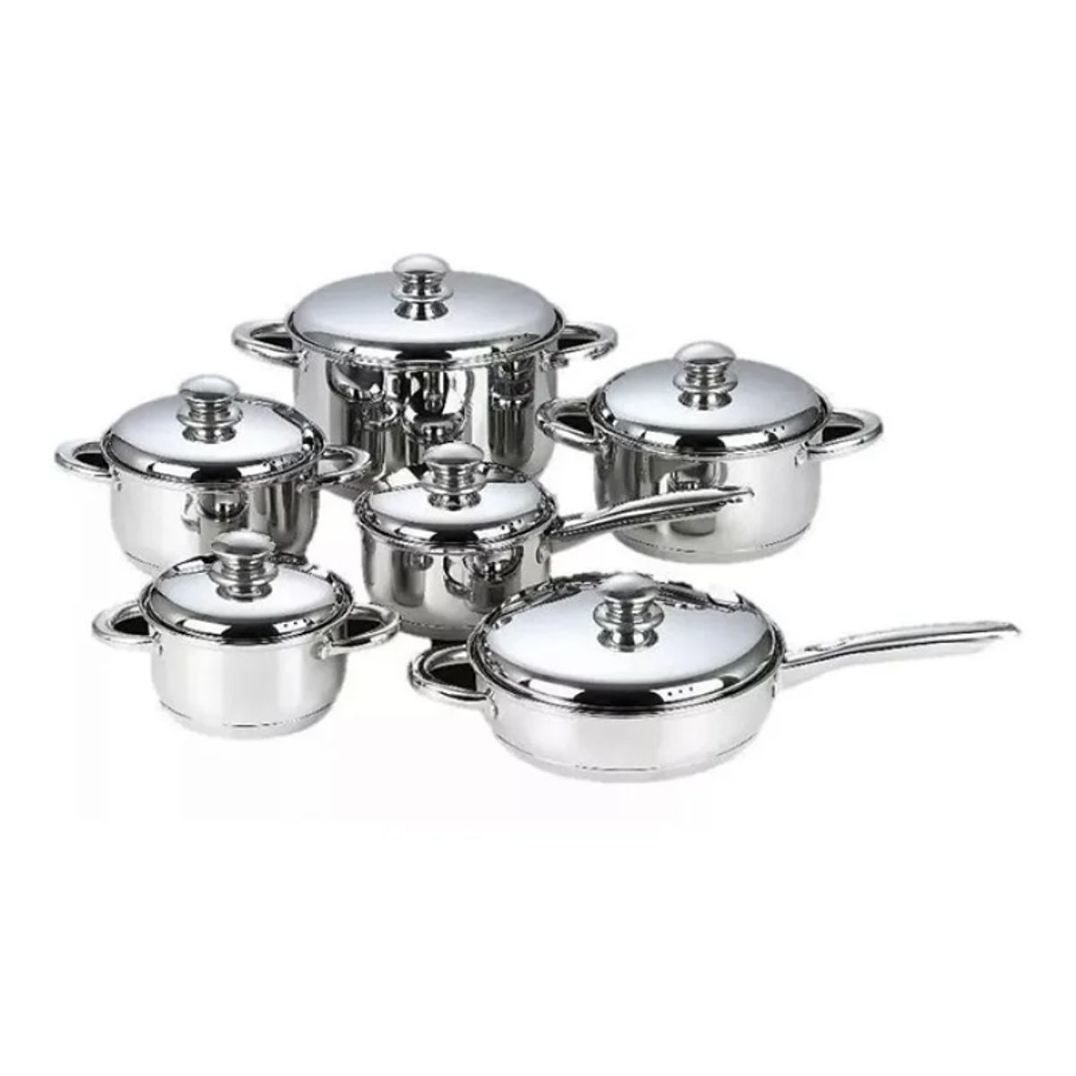 NIA - Juego Ollas Batería Cocina Original Nia 12 Piezas Acero Inoxidable