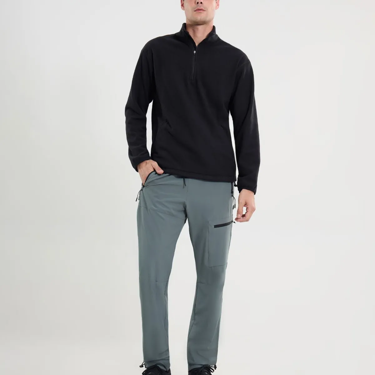 ATMOS - Buzo Half Zipper Polar  Para Hombre Negro Atmos
