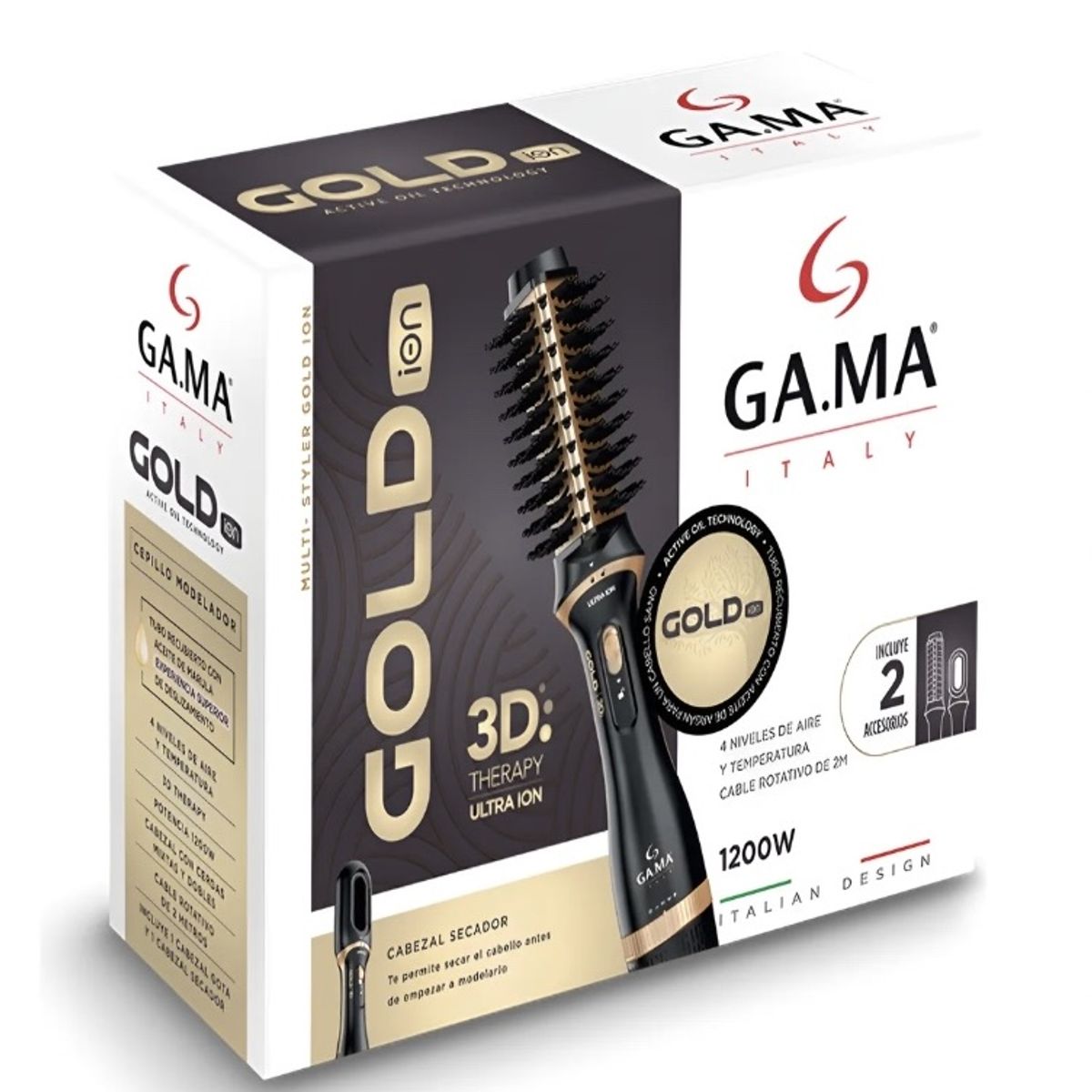 GAMA - Cepillo Alisador Gama Gold Ion 3d Therapy
