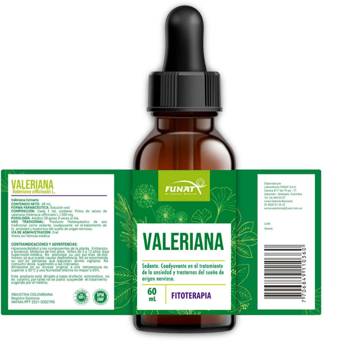 FUNAT - SUPLEMENTO VALERIANA SOLUCION ORAL X 60 ML - FUNAT