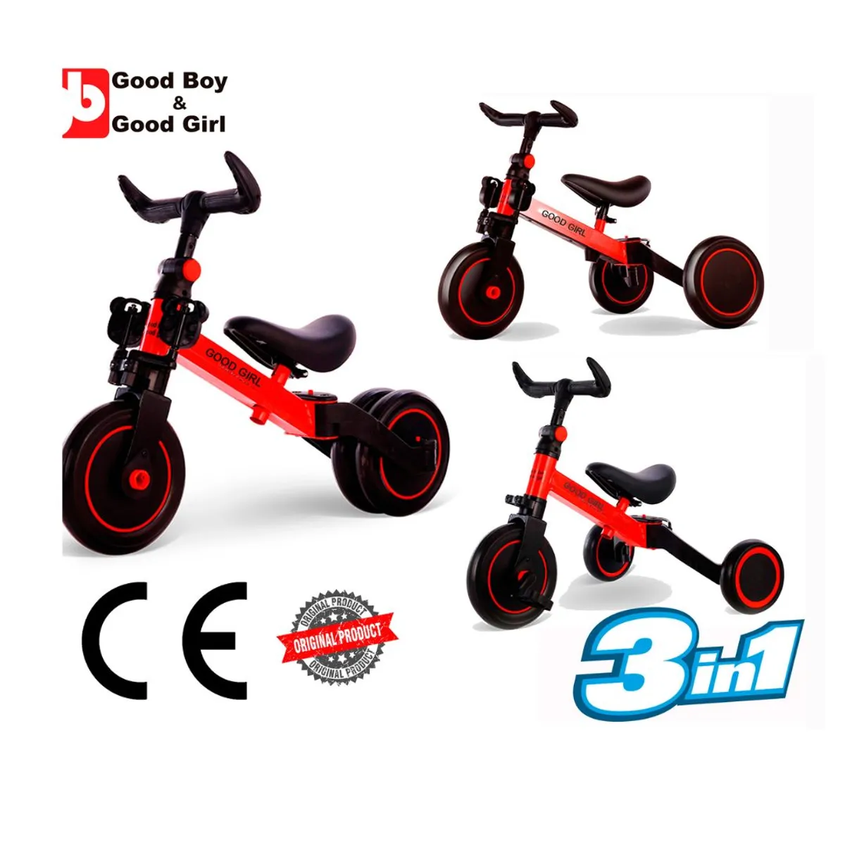 GENERICO - TRICICLO CON CACHOS PARA NIÑOS COLORES