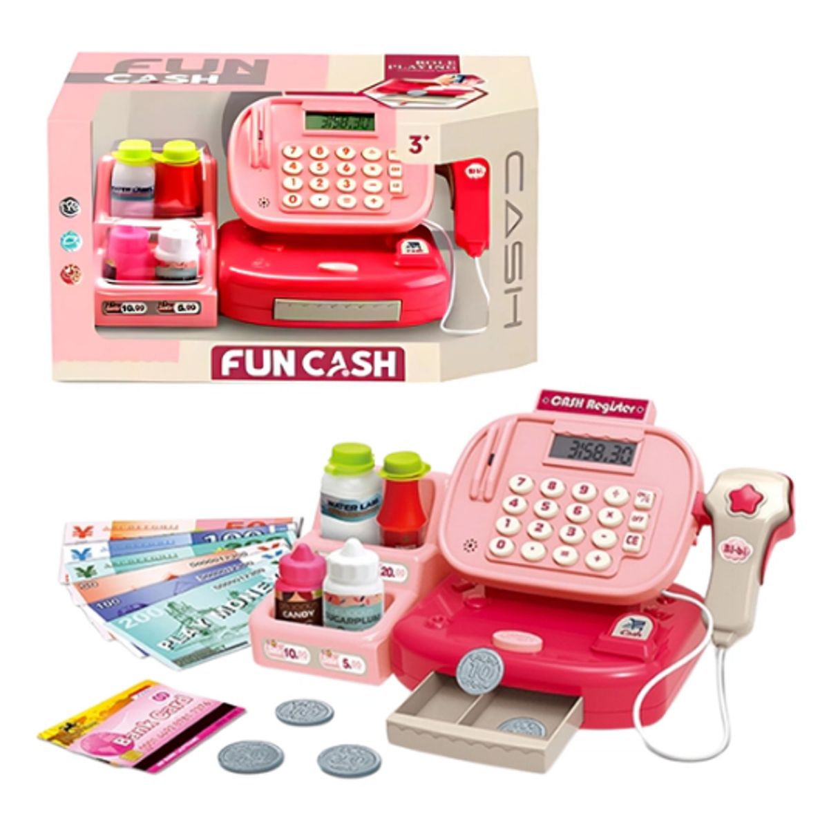 GENERICO - Caja Registradora Calculadora Juguete Niña Accesorios Sonido Rosa