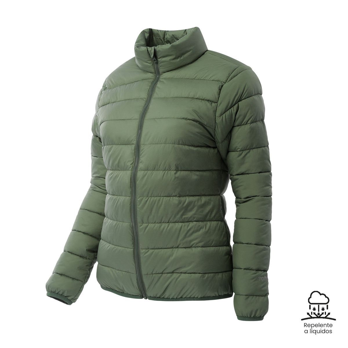 TOTTO - Chaqueta Acolchada Cuello Alto Rpet Colora Verde Para Mujer