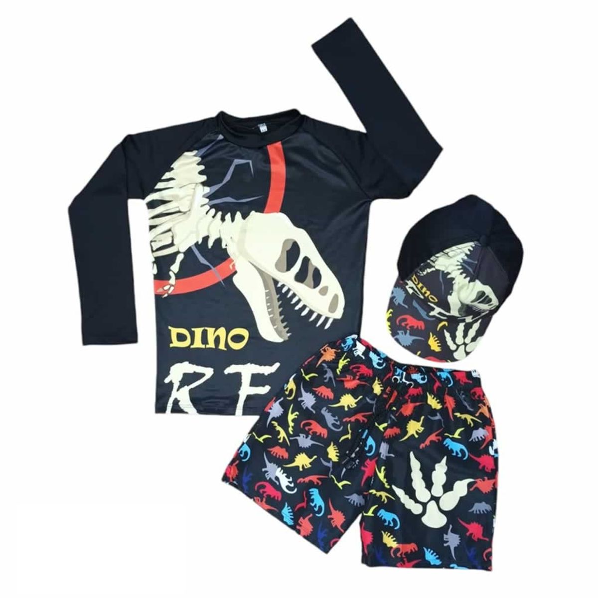 1AMIGO - Traje de baño Infantil Buzo Pantaloneta y Gorra - Dinosaurio