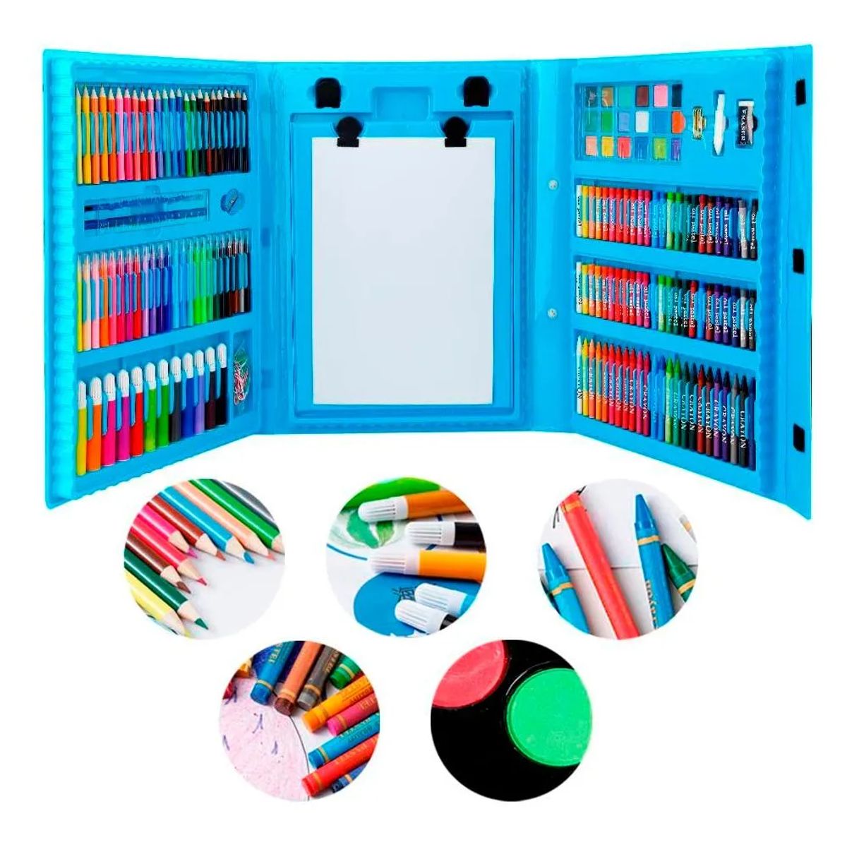 SHUNGA - Set de Arte Infantil 208 Piezas con Estuche Rígido Organizado – Colores, Plumones, Acuarelas y Materiales Creativos