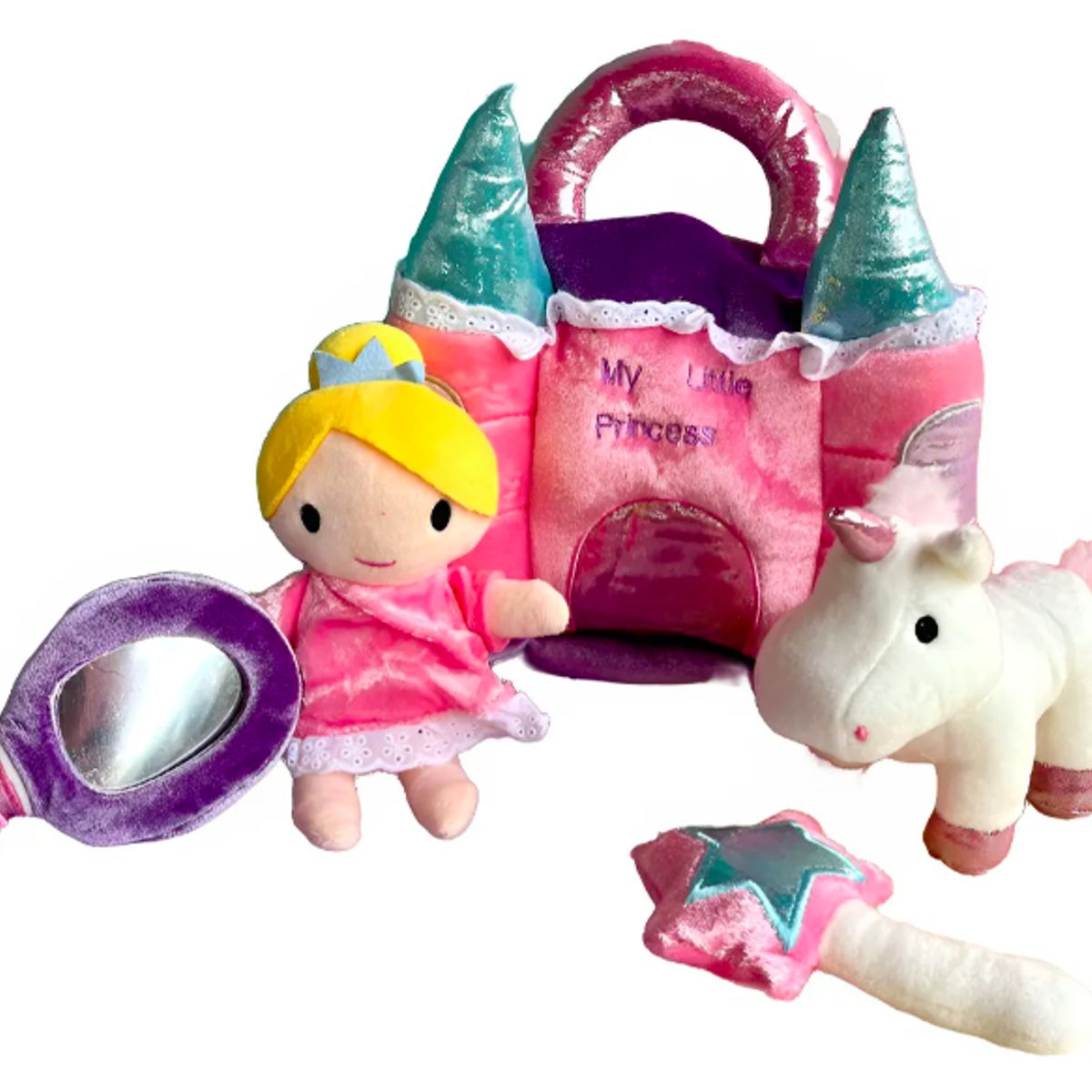 GENERICO - juguete peluche de princesa con castillo  30 cm