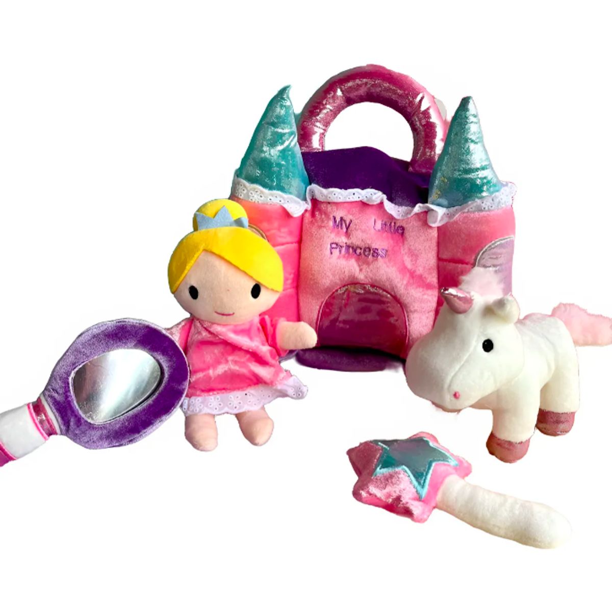 GENERICO - juguete peluche de princesa con castillo  30 cm