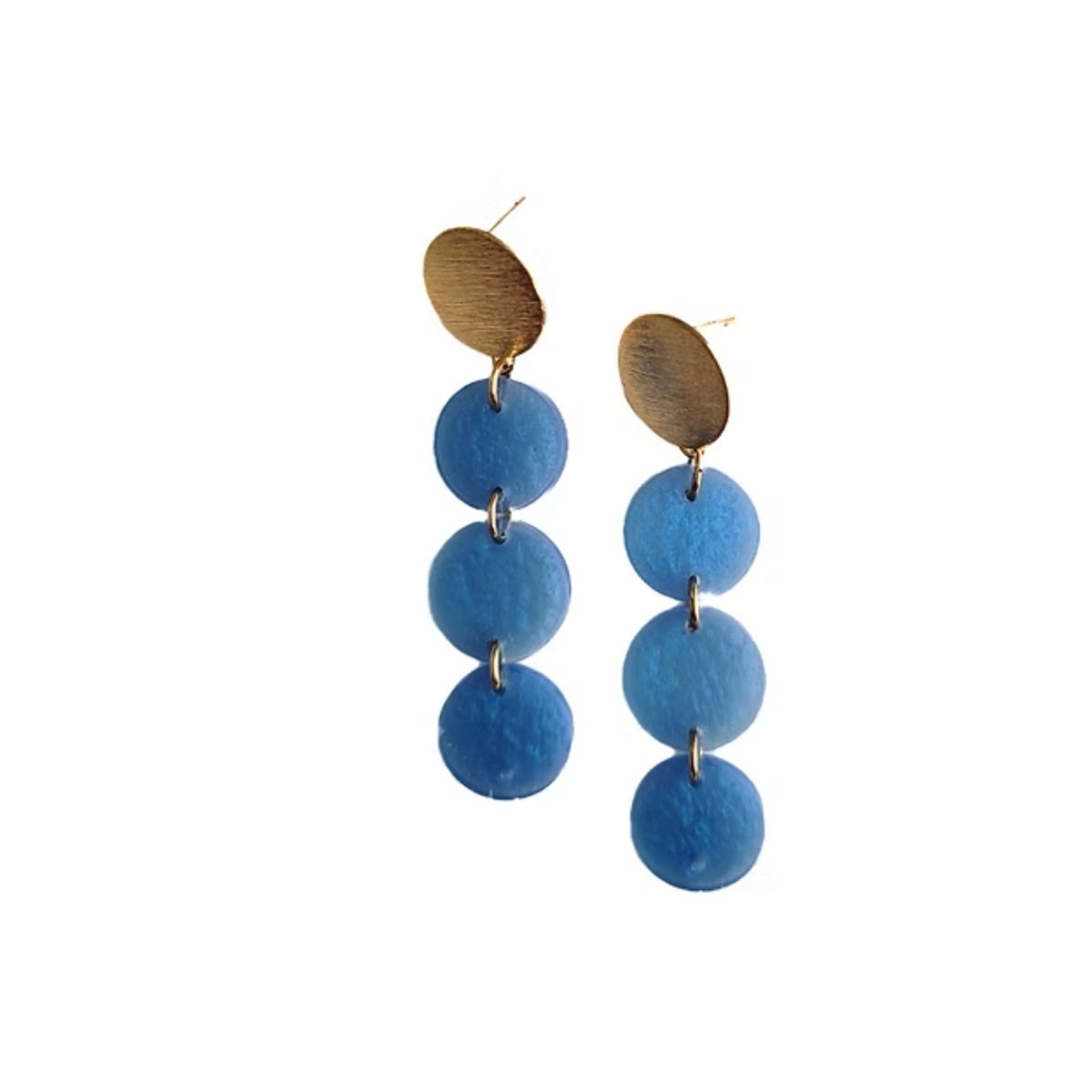 BY CAMI - Aretes Coin Long en Resina Pigmentada y Baño de Oro  Dorado  By Cami®