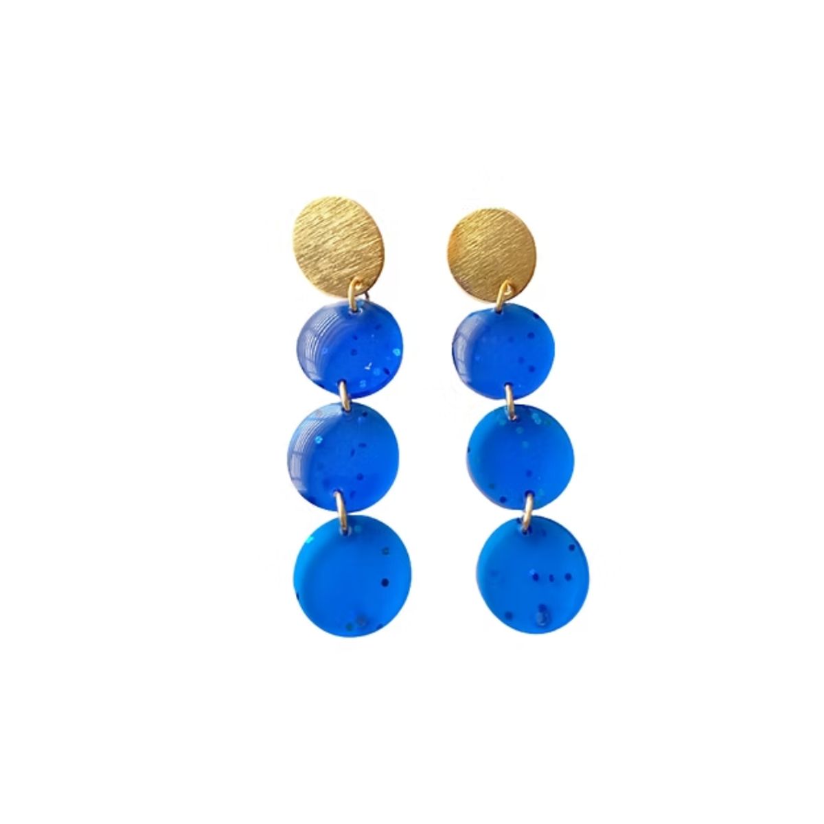 BY CAMI - Aretes Coin Long en Resina Pigmentada y Baño de Oro  Dorado  By Cami®