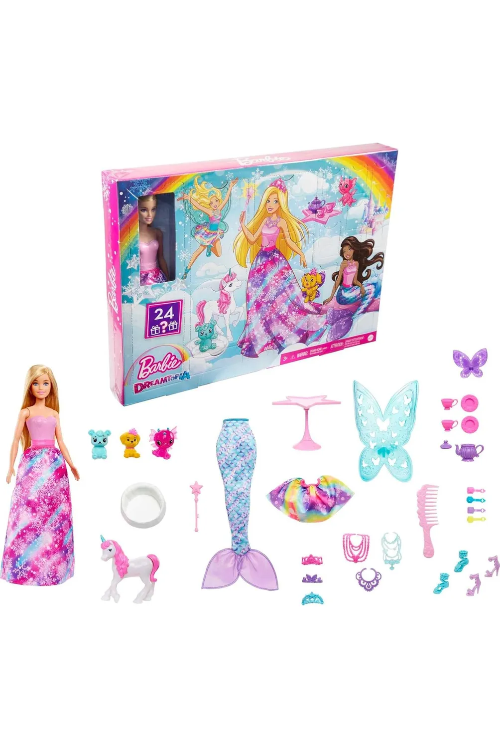 Calendario De Adviento 2025 Para Niñas Con Muñeca De Pelo Rosa, 24 Puertas Y 33 Accesorios, Incluye Ropa, Zapatos Y Mascota, Regalo De Navidad A Partir De 3 Años