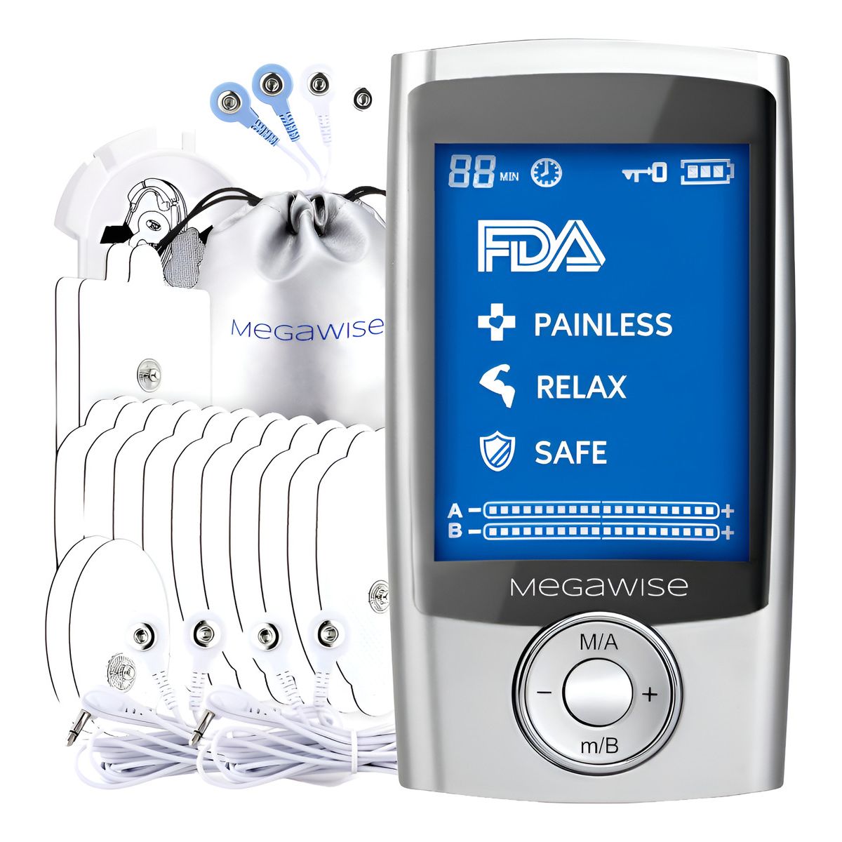 GENERICO - Tens Estimulador Muscular 24 Modos Plateado Megawise