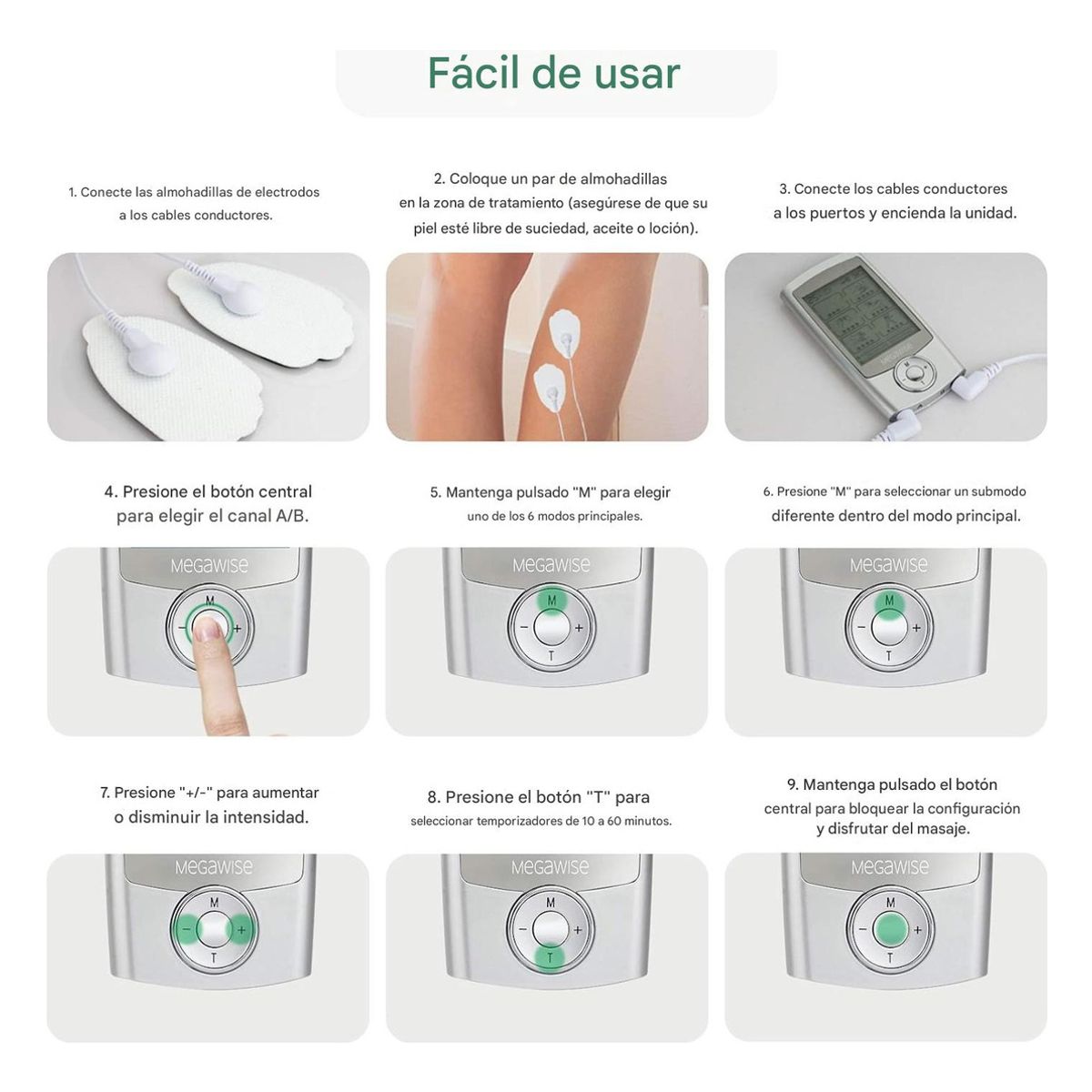GENERICO - Tens Estimulador Muscular 24 Modos Plateado Megawise