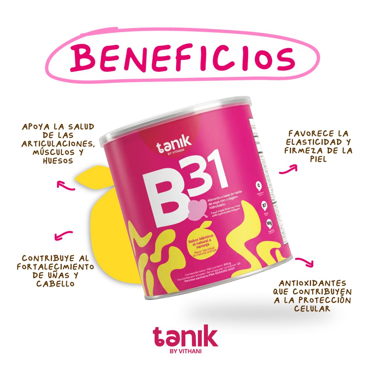VITHANI - Colageno Hidrolizado + Biotina B31 Tanik X 300 Gr