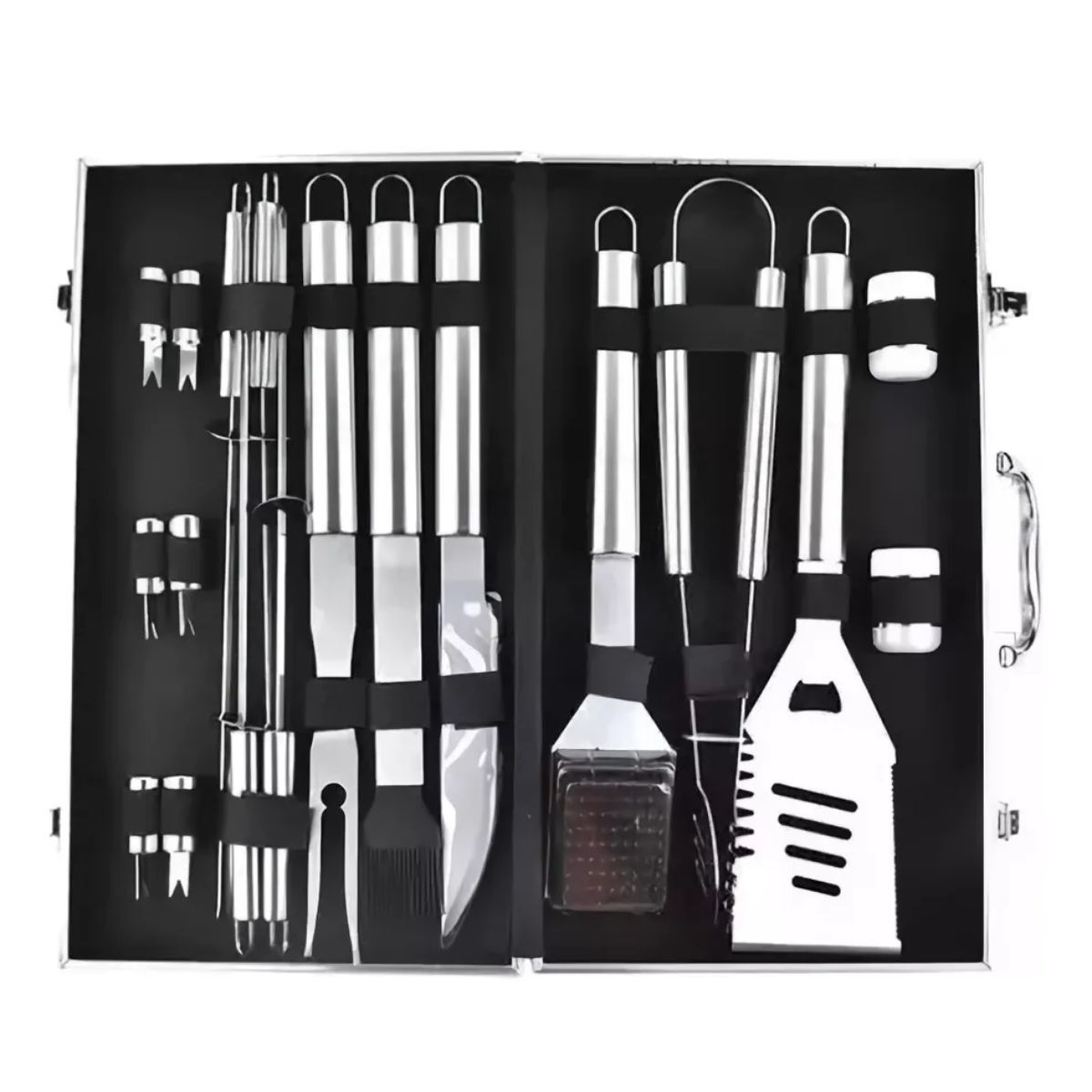 GENERICO - Set BBQ Utensilios 18 Piezas Cocina Picnic Maletín Portátil