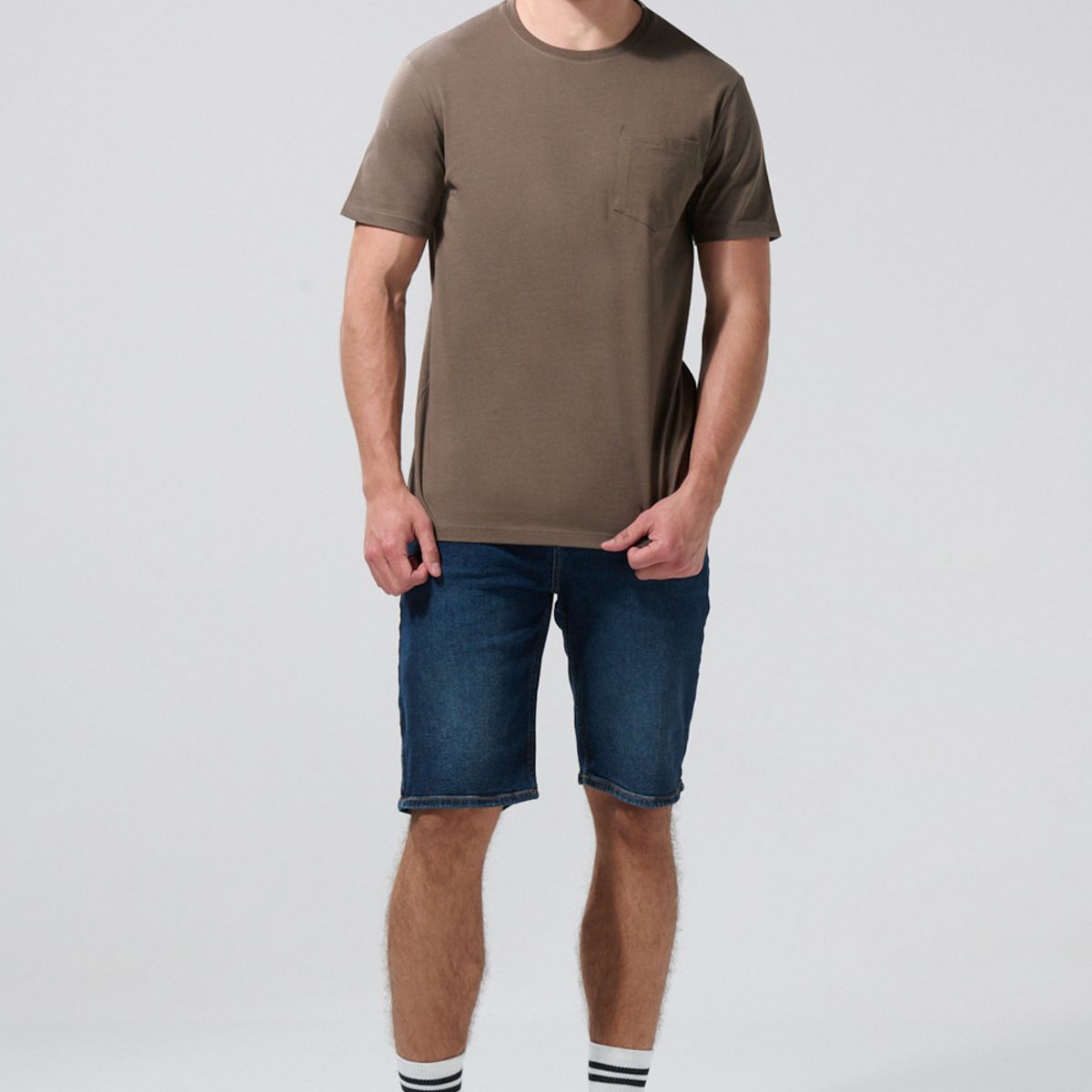 KOAJ - KOAJ Camiseta manga corta unicolor fit ajustado cuello redon Hombre