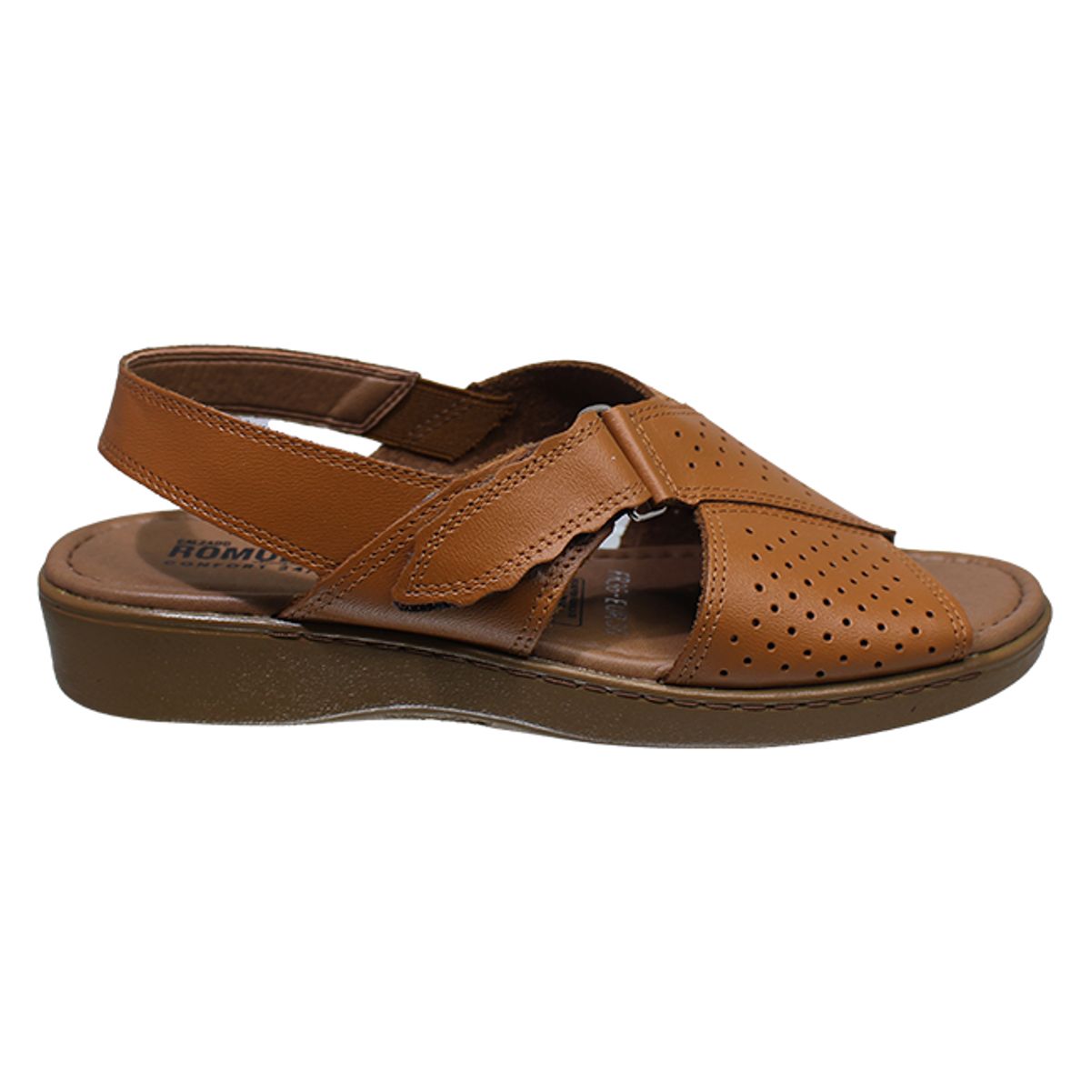 CALZADO ROMULO - Romulo Sandalia Plana Cuero Ajuste Velcro Mujer