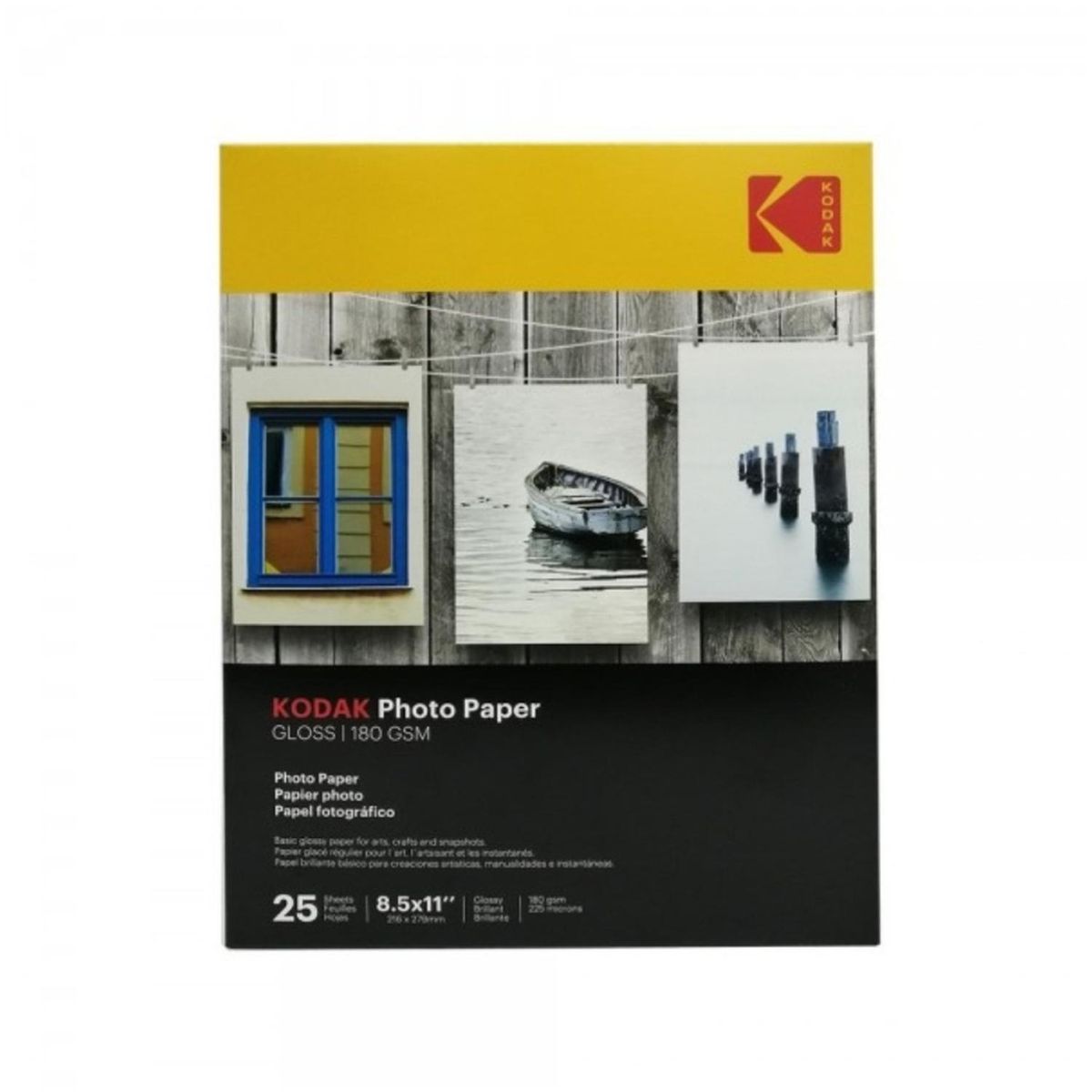 KODAK - Papel Fotográfico Kodak Tamaño Carta 180 Gr X 25 Para Impresora De Inyección