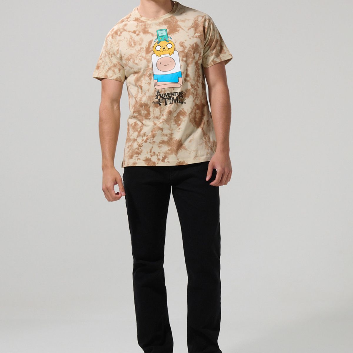 KOAJ - KOAJ Camiseta kaki tie dye cuello redondo de Hora de Aventur Hombre