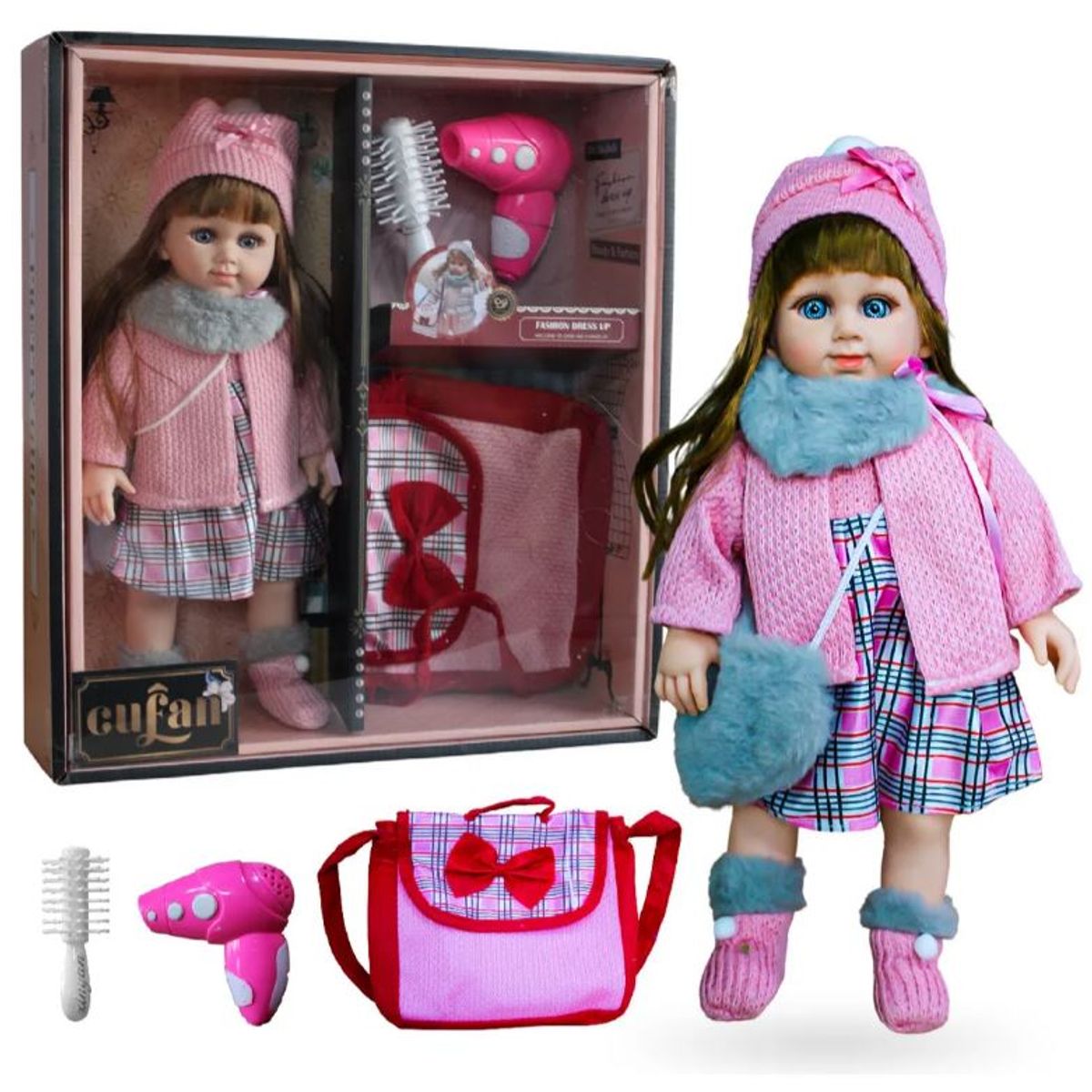INNOVA - Muñeca Baby Doll Cufan 40 Cm Realista Con Accesorios Ropa