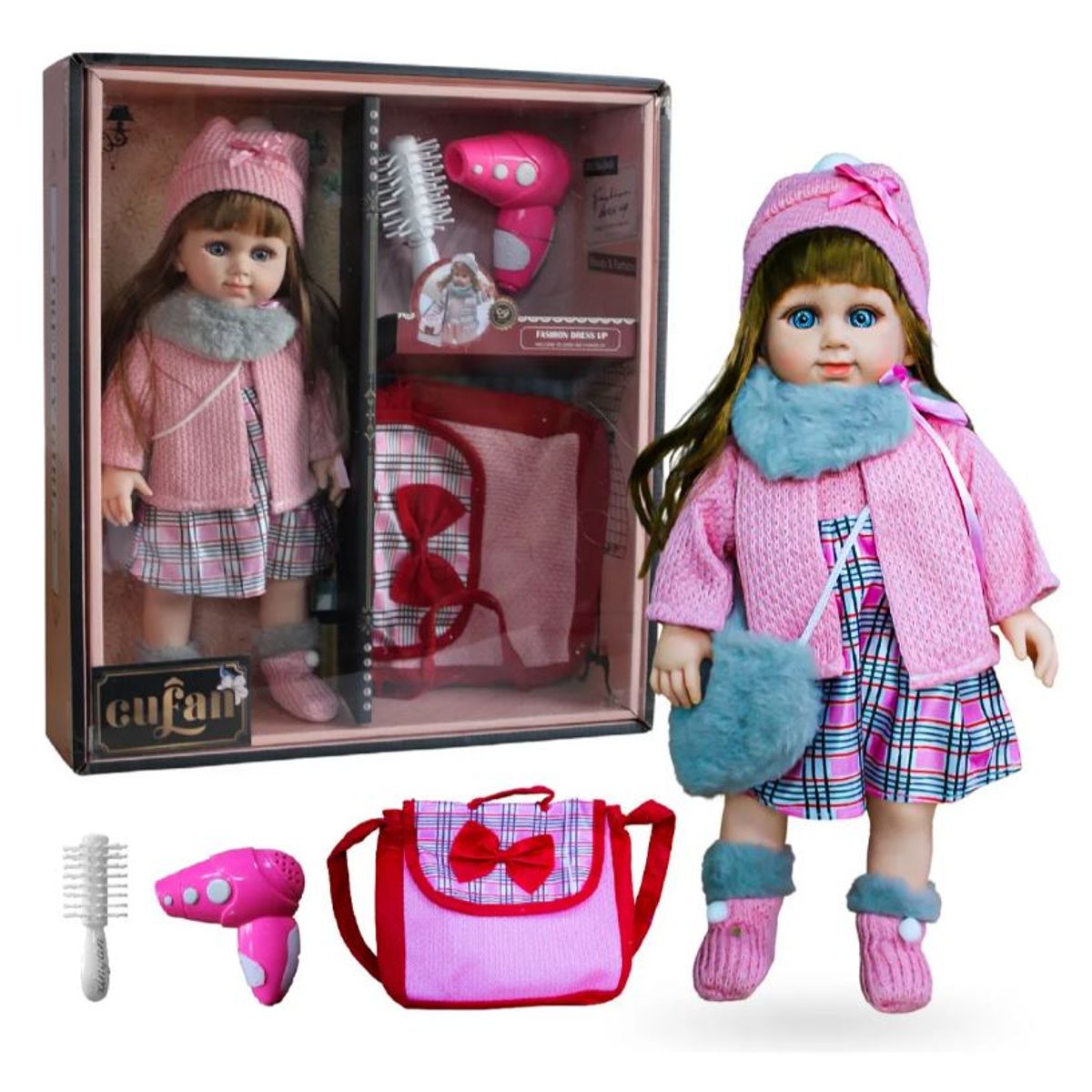 INNOVA - Muñeca Baby Doll Cufan 40 Cm Realista Con Accesorios Ropa