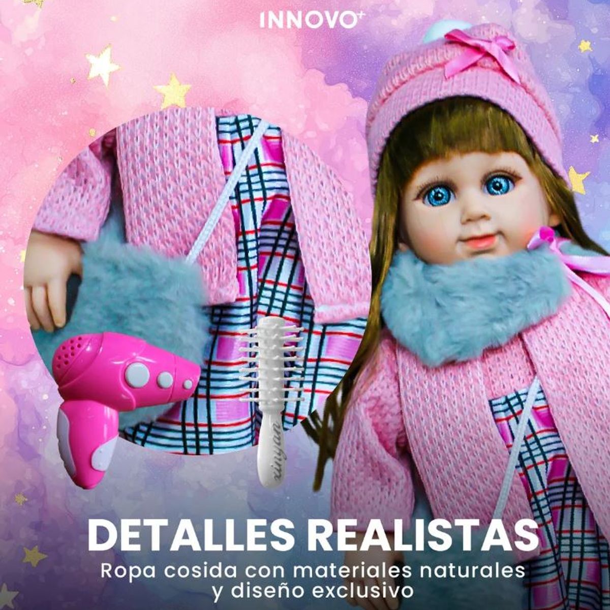 INNOVA - Muñeca Baby Doll Cufan 40 Cm Realista Con Accesorios Ropa