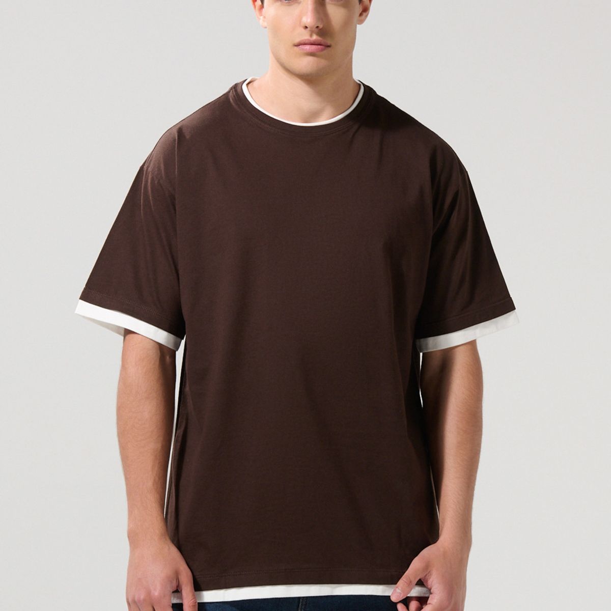 KOAJ - KOAJ Camiseta manga corta oversize unicolor con contrastes Hombre
