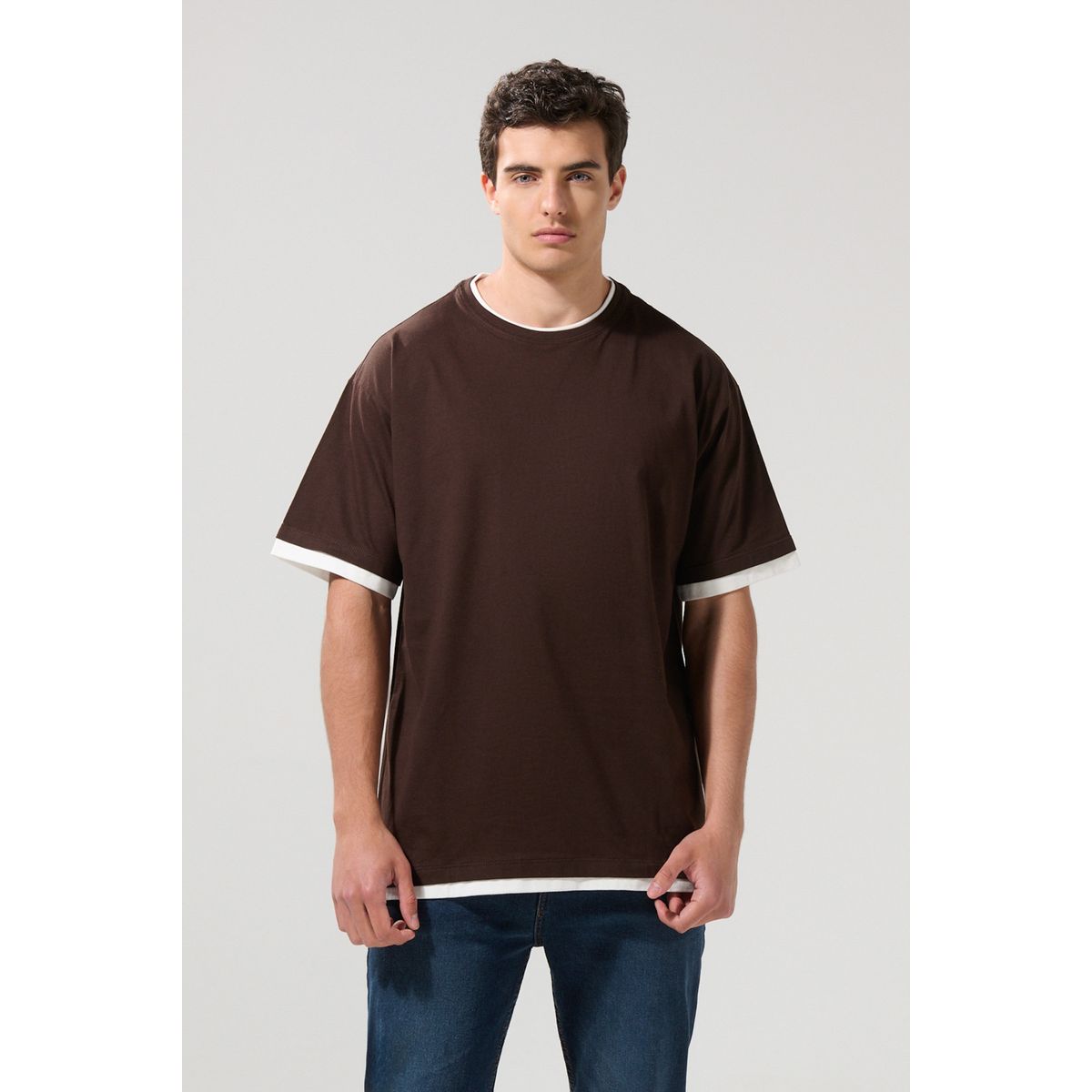 KOAJ - KOAJ Camiseta manga corta oversize unicolor con contrastes Hombre