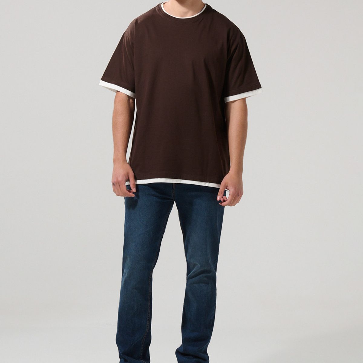 KOAJ - KOAJ Camiseta manga corta oversize unicolor con contrastes Hombre