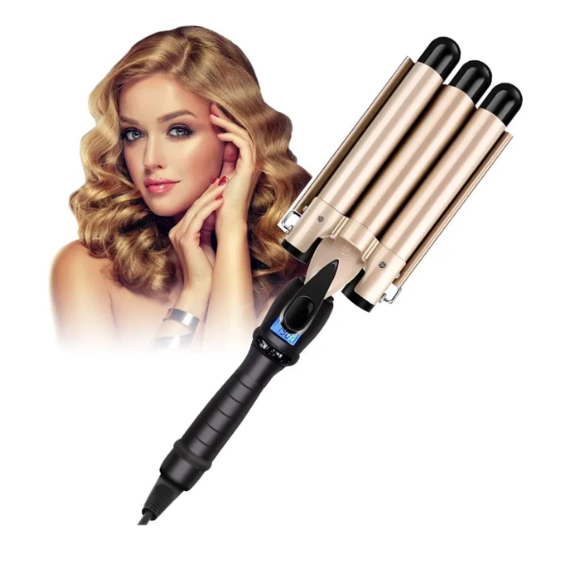 SHEN HUANG - Rizadora Pinza Onduladora Para Cabello Con 3 Tubos