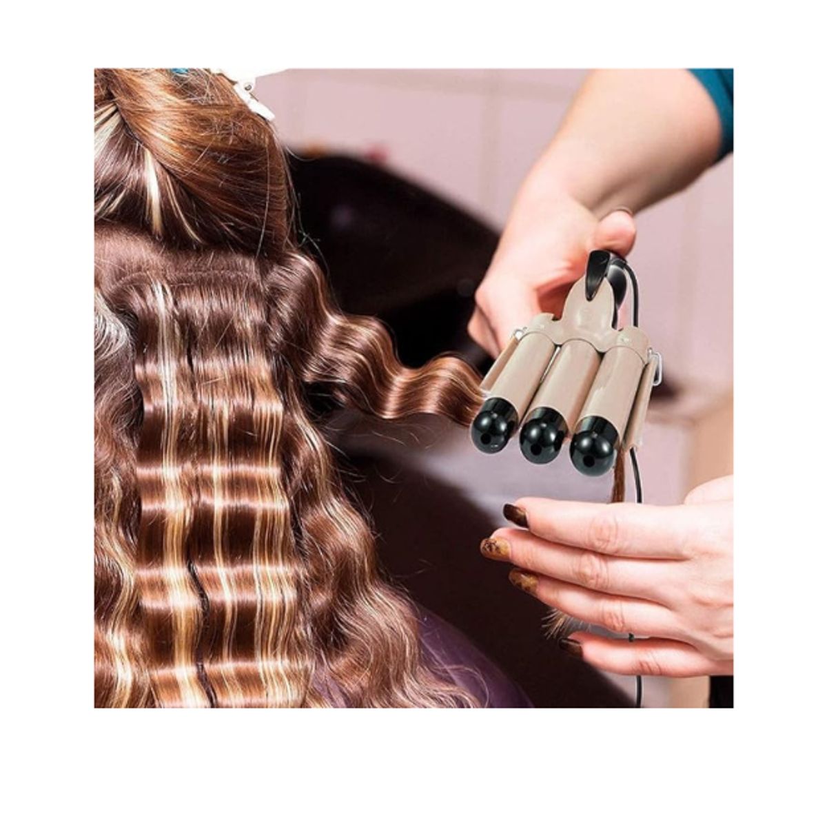 SHEN HUANG - Rizadora Pinza Onduladora Para Cabello Con 3 Tubos