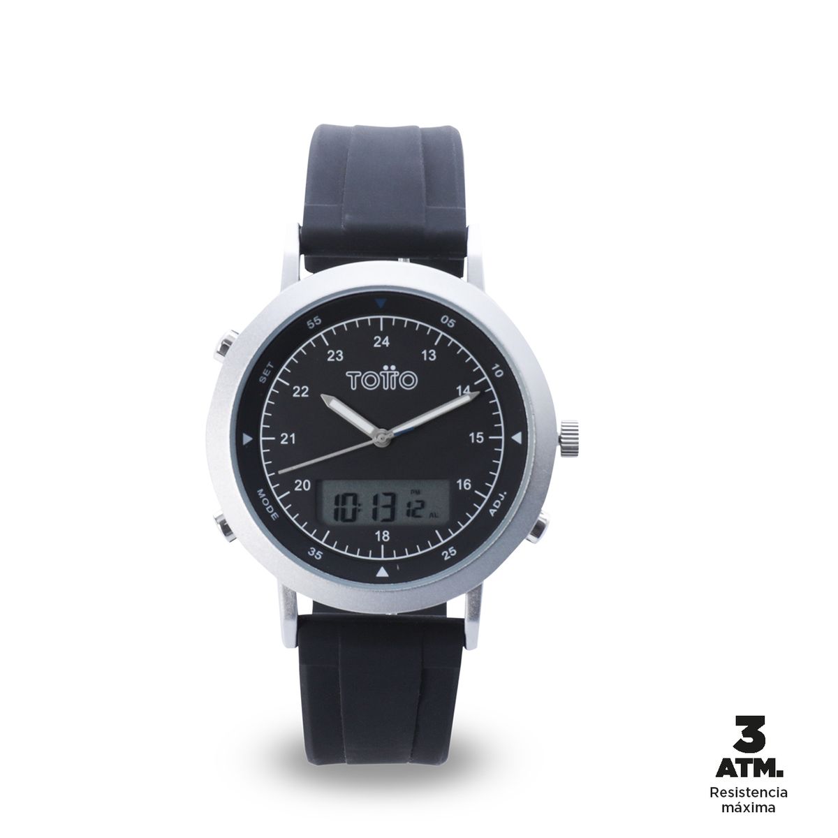 TOTTO - Reloj Analogo Digital Field Resistencia 3 Atm Negro Totto