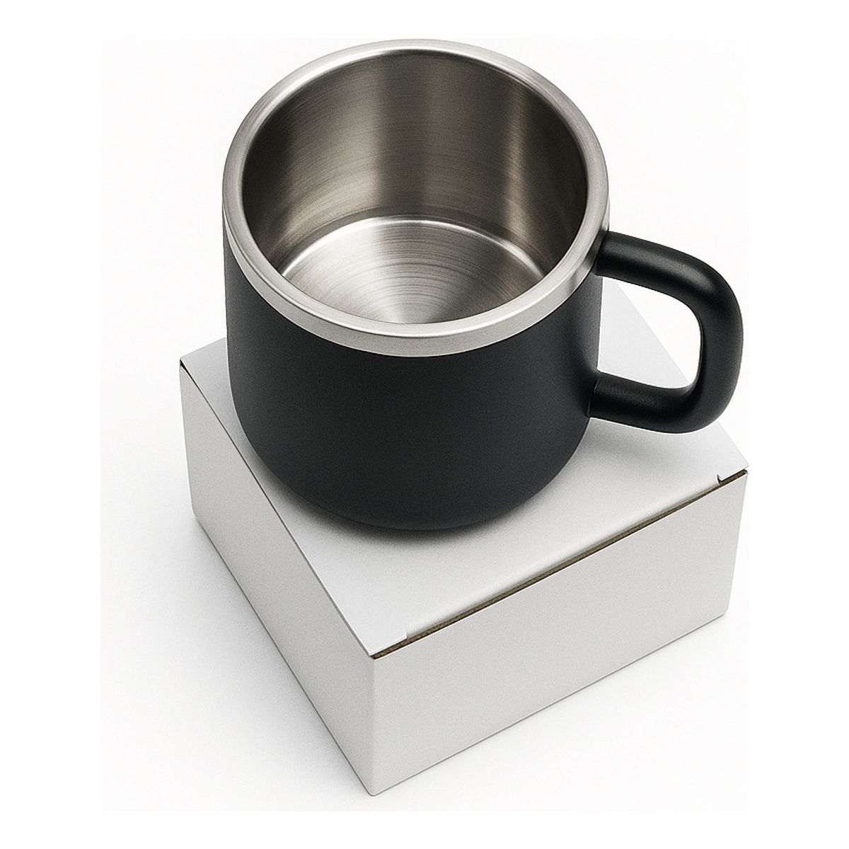 BIGCENTER - Mug Pocillo Negro Acero Inoxidable 3oz Taza Café Camping