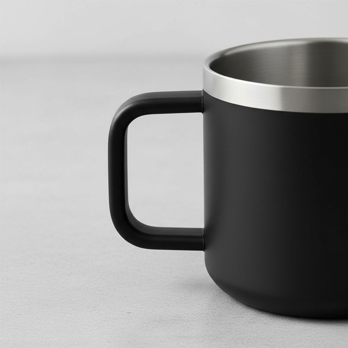 BIGCENTER - Mug Pocillo Negro Acero Inoxidable 3oz Taza Café Camping