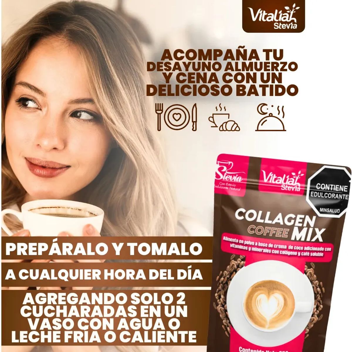 VITALIAH STEVIA - Doypack Colágeno Cafe Vitaliah Cappuccino