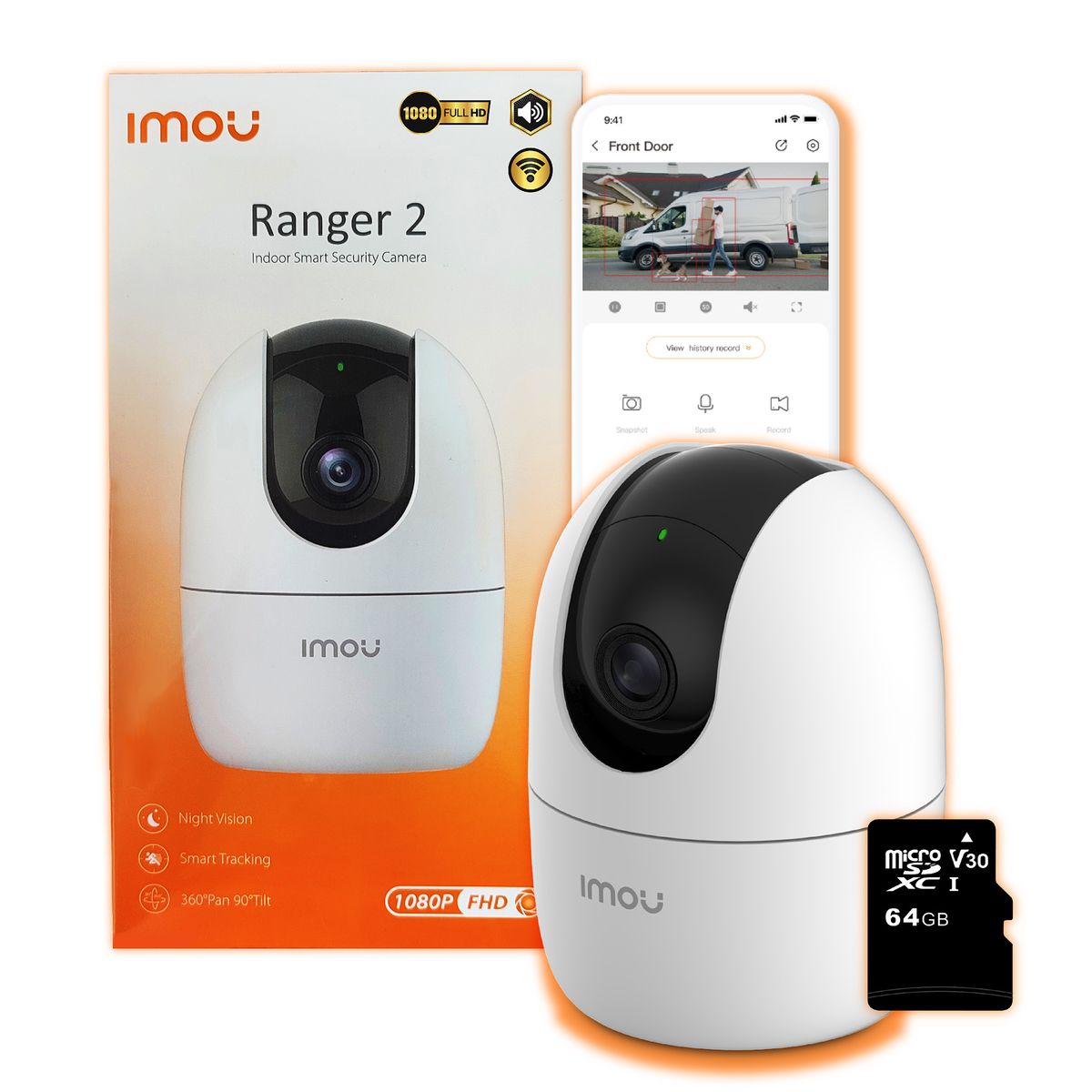 IMOU - CÁMARA DE SEGURIDAD WIFI IMOU 2MP ROBOTICA 360 INTELIGENTE ALTAVOZ + MICRO SD 64GB