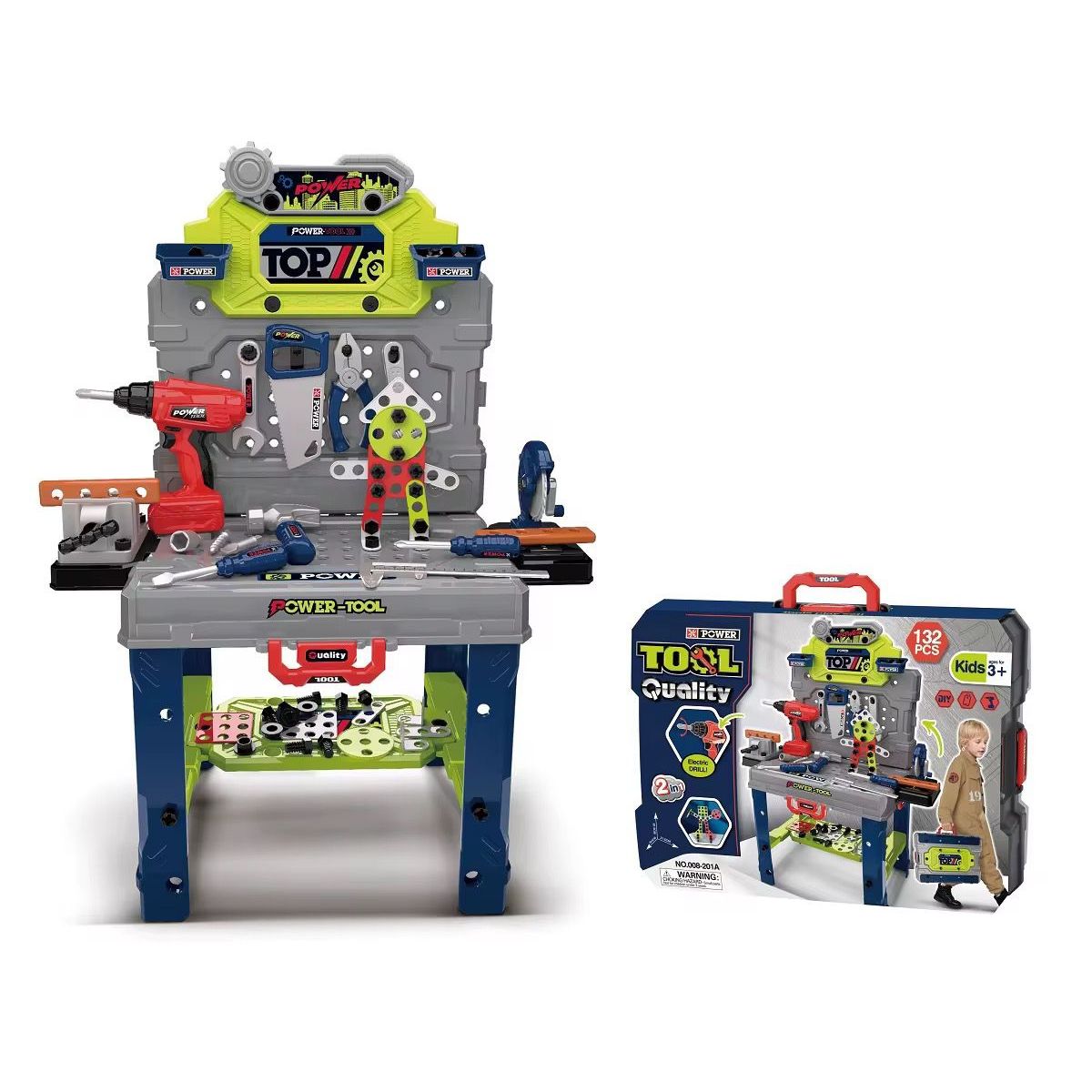 GENERICO - Maleta y Mesa de Herramientas 2 en 1 con Taladro Eléctrico 132 Piezas