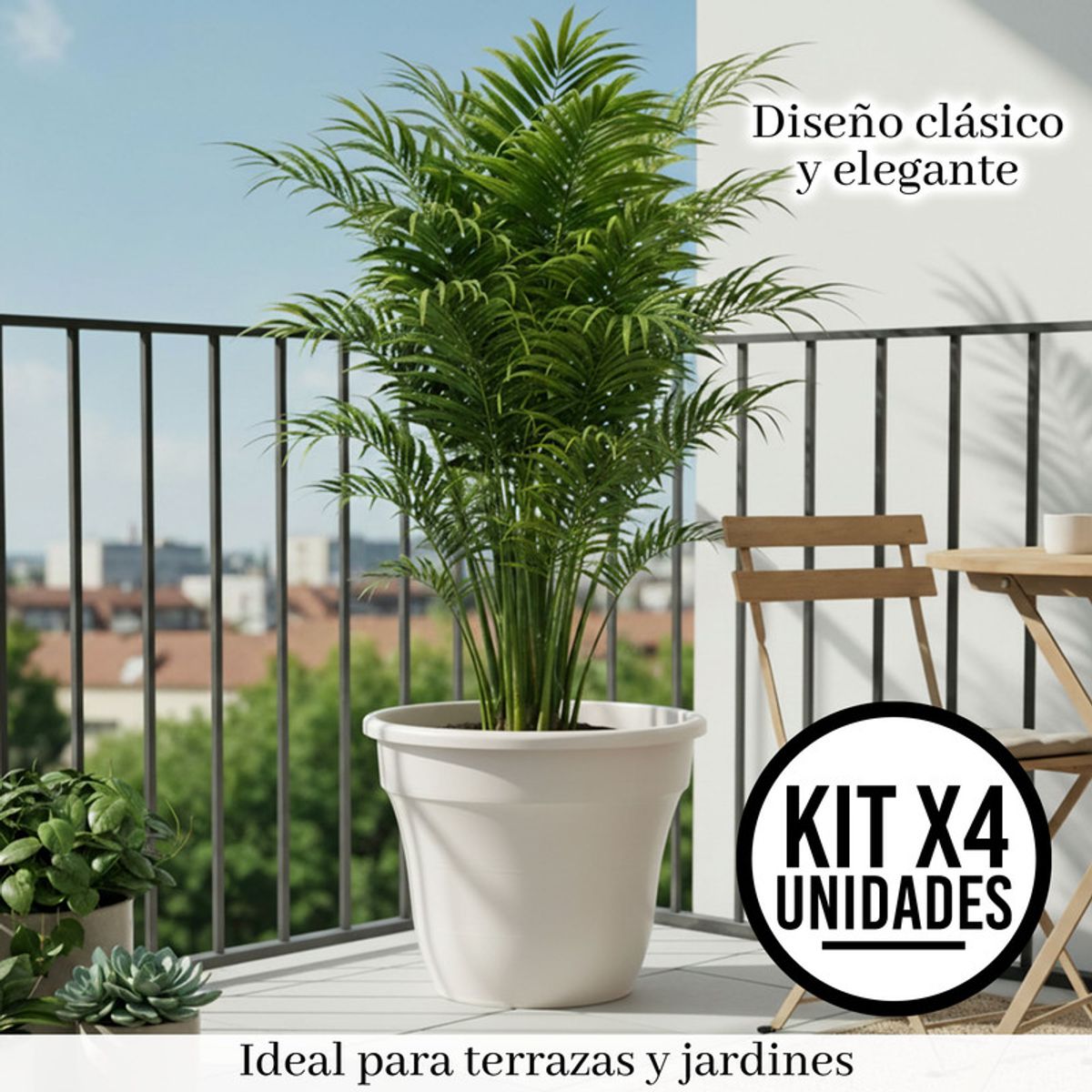 ENERGY PLUS - Set x4 Matera Decorativa Mediana Drenaje Exterior Interior