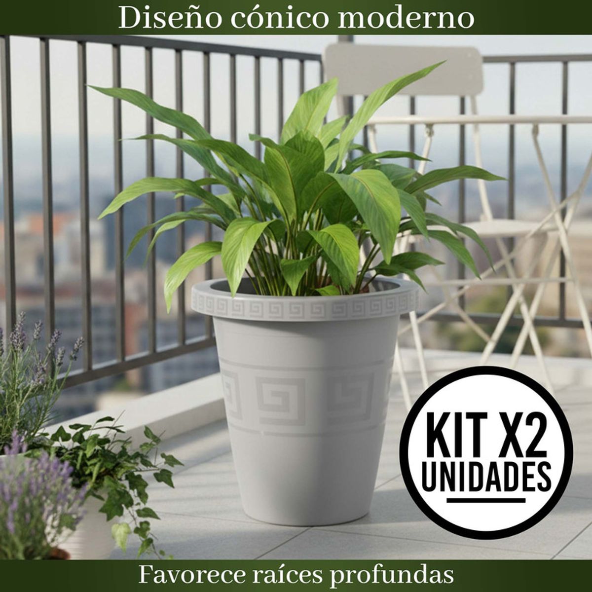 ENERGY PLUS - Set x2 Matera Redonda 45L Elegante Jardín Espacios Modernos