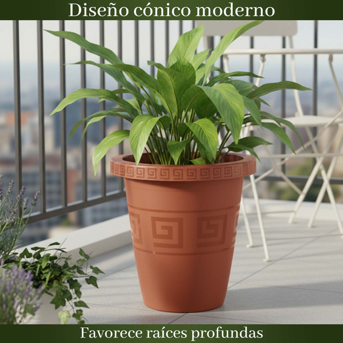 ENERGY PLUS - Matera Redonda 45L Elegante para Jardín y Espacios Modernos
