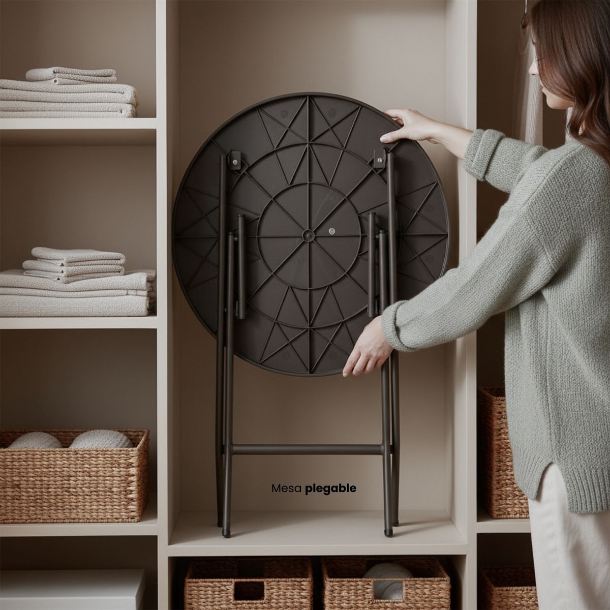 ENTRE NOS HOME - Juego Mesa Balcón Entre Nos Home Plegable 2 Puestos Ratán Exterior Resistente