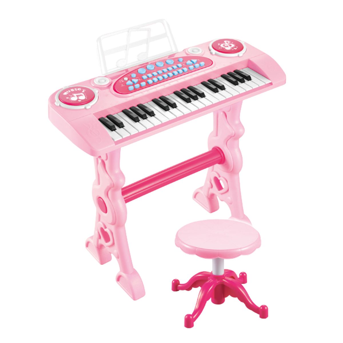 GENERICO - Piano Infantil 37 Teclas Con Silla/Micrófono – Rosa FullGan