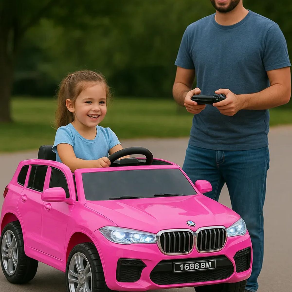 ROADMASTER - Camioneta Electrica Infantil Tipo Bmw Rosada Luces Y Sonido