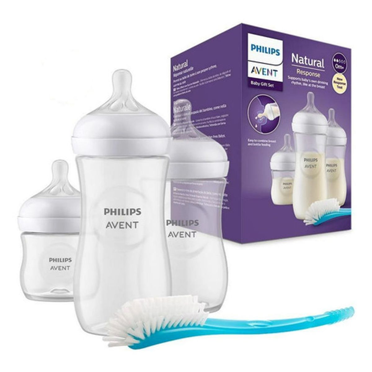 PHILIPS - Combo Set Teteros 4 Pzs Philips Avent + Vaso Pitillo 7 Oz Morado