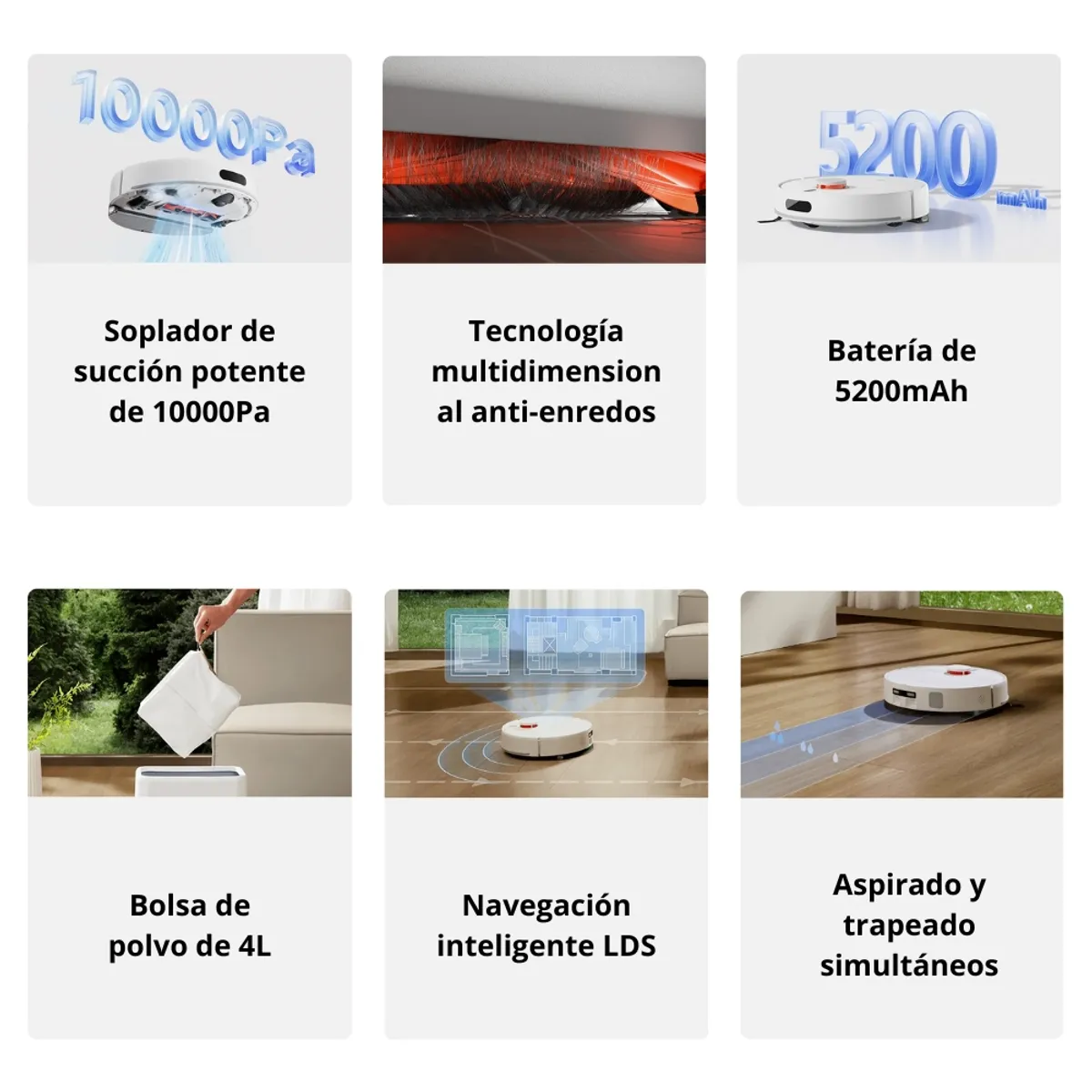 XIAOMI - Aspiradora y Trapeadora Inteligente Xiaomi Robot Vacuum H40 con Estación 10000Pa 5200mAh