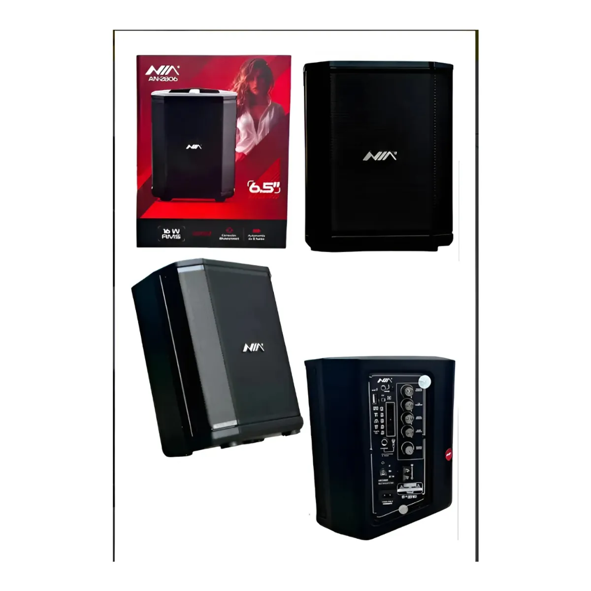 NIA - Cabina Parlante De Sonido + Micrófono-bluetooth 6.5 2806 Negro 110v