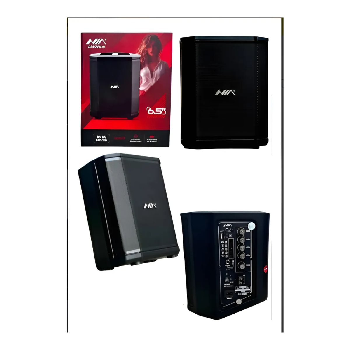 NIA - Cabina Parlante De Sonido + Micrófono-bluetooth 6.5 2806 Negro 110v