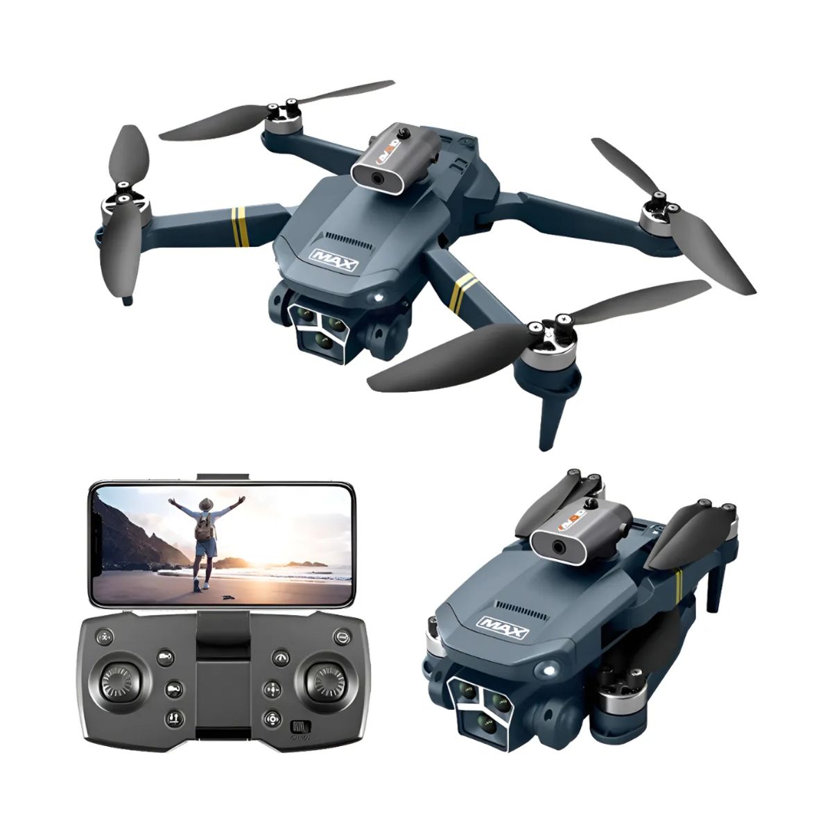 GENERICO - Drone Y3 Max Doble Cámara Wifi 720p Con Estuche 2 Baterías Negro